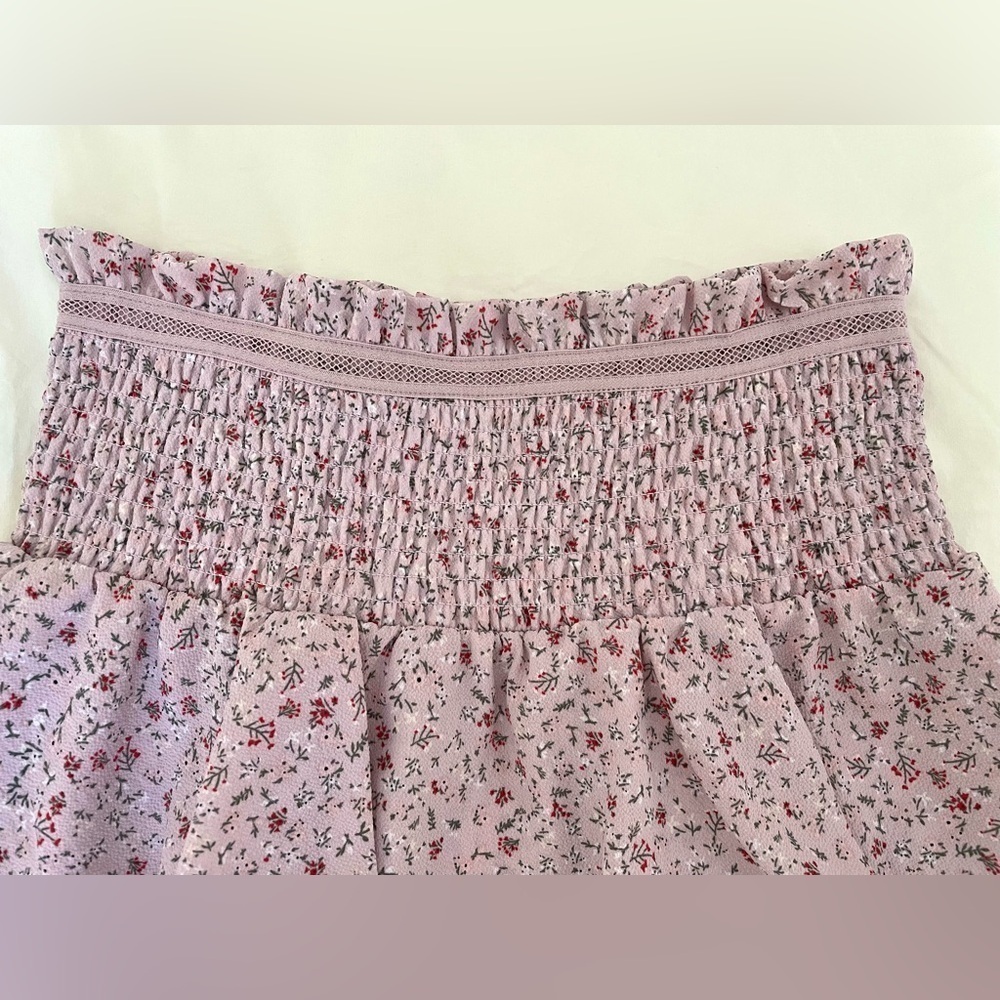 H&M Women’s Crêped Tiered Floral Skirt Light Purple Small - Picture 3 of 5
